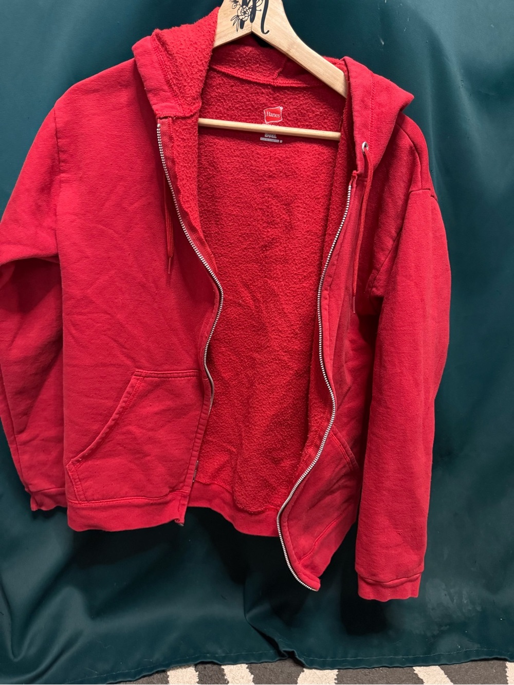 Hanes Red Full-Zip Hooded Jacket